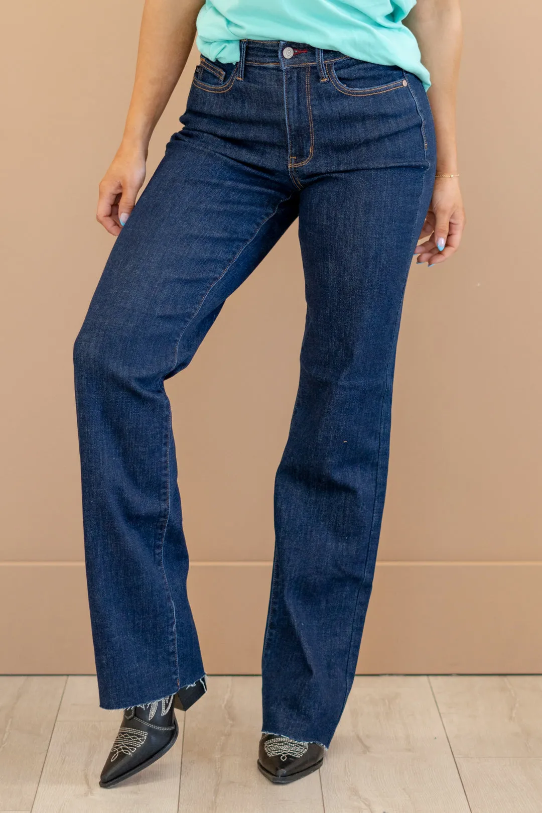High Rise Vintage Back Darts Detail Straight