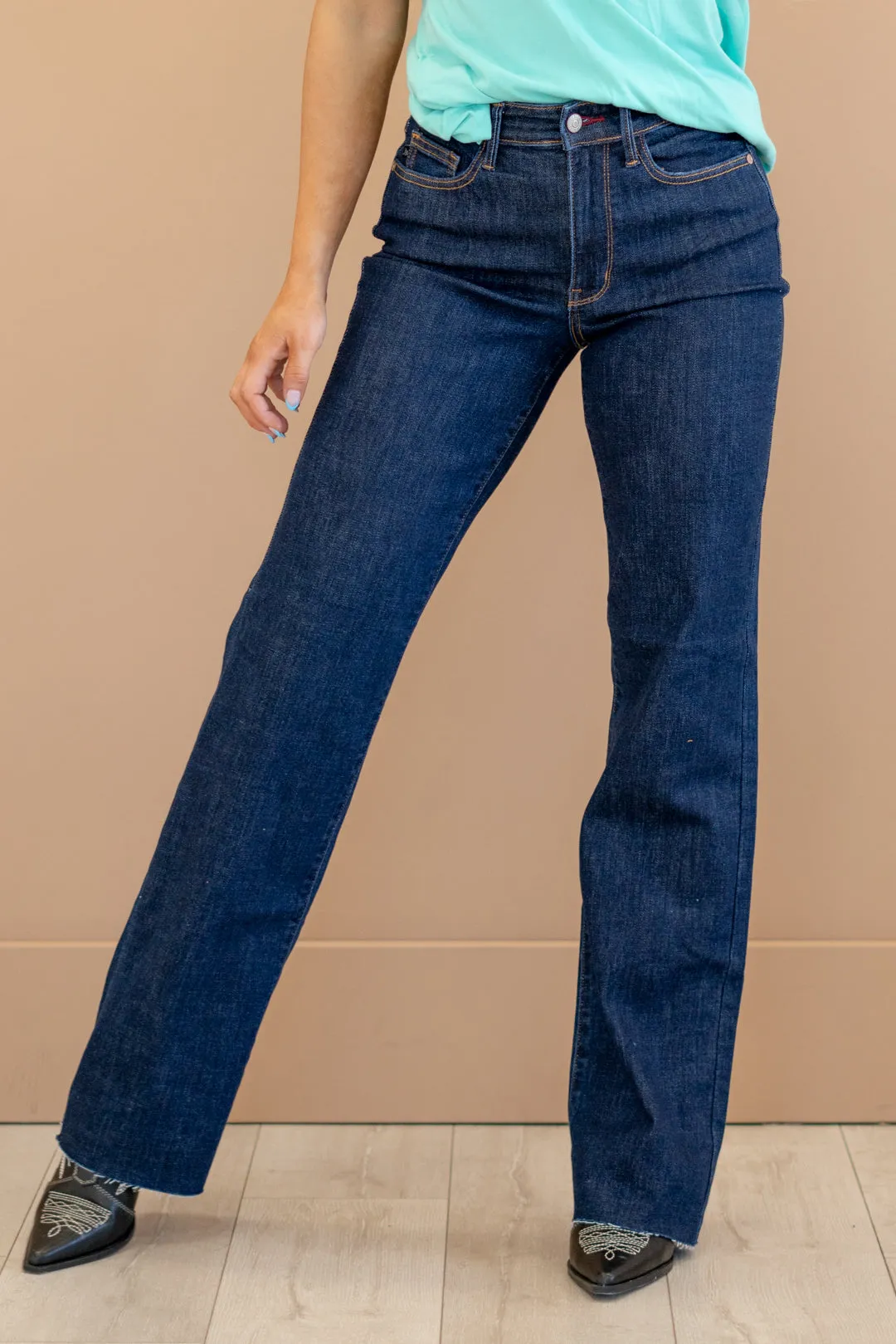 High Rise Vintage Back Darts Detail Straight