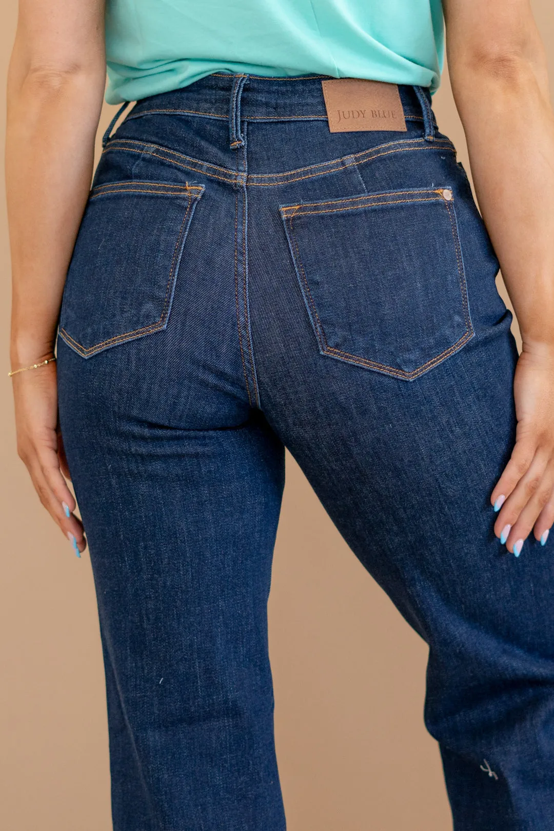 High Rise Vintage Back Darts Detail Straight