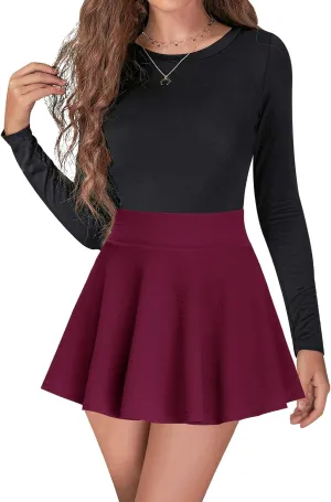 High Waisted Pleated Skirts for Women Skater Tennis Skirt with Shorts Pockets Mini A-Line Skirt