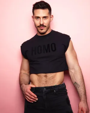 HOMO flock print black - crop top
