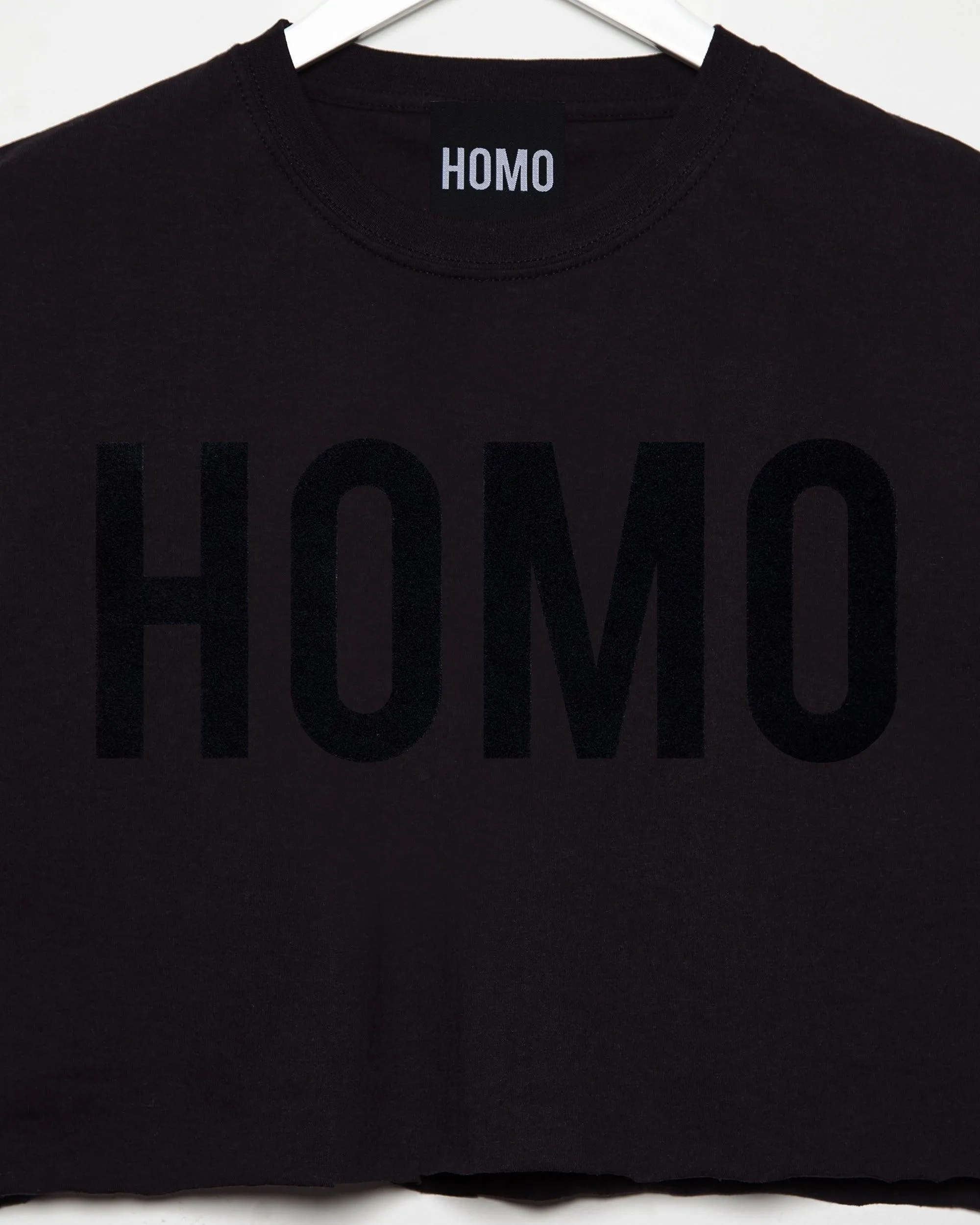 HOMO flock print black - crop top