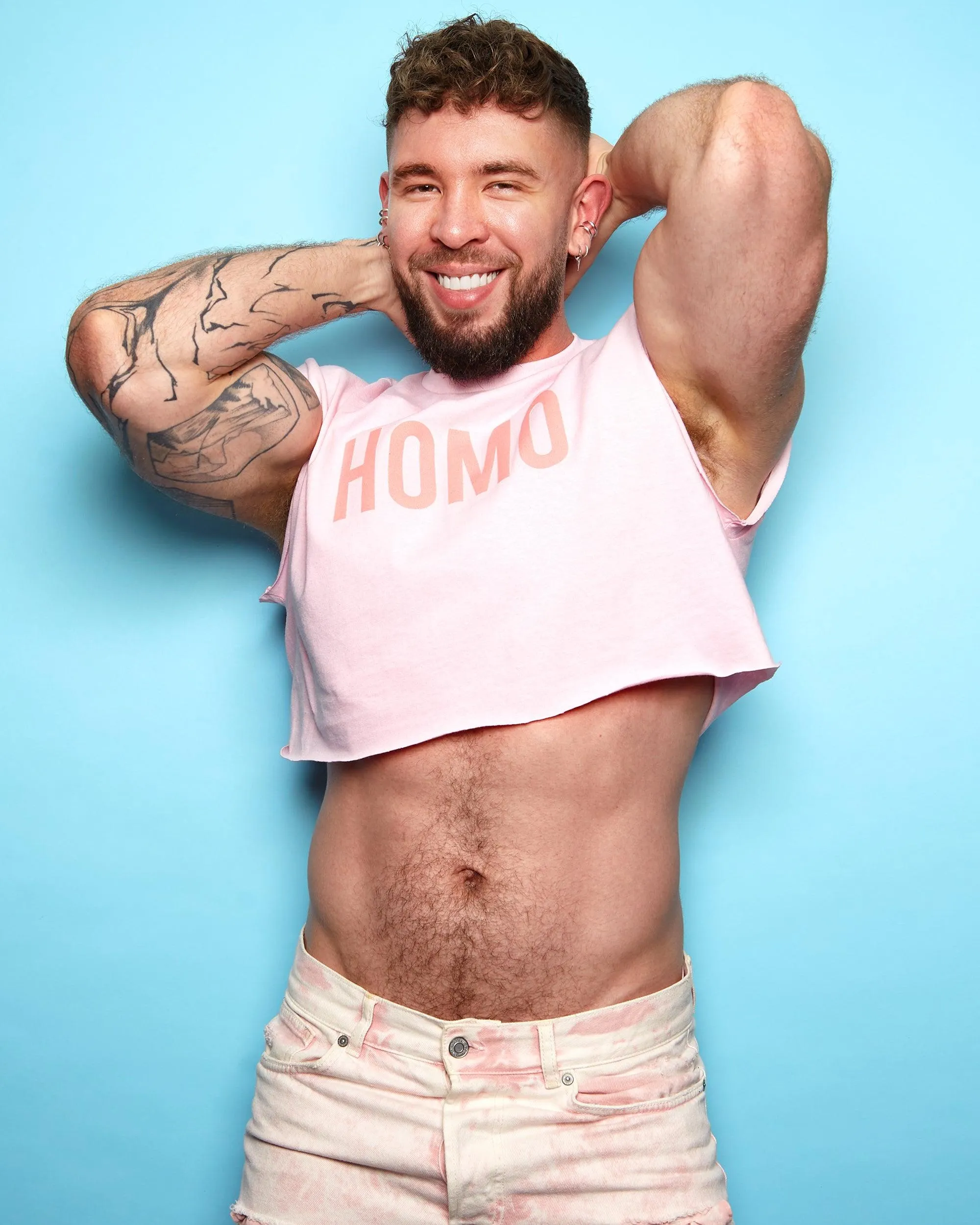 HOMO flock print pink - crop top