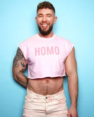 HOMO flock print pink - crop top