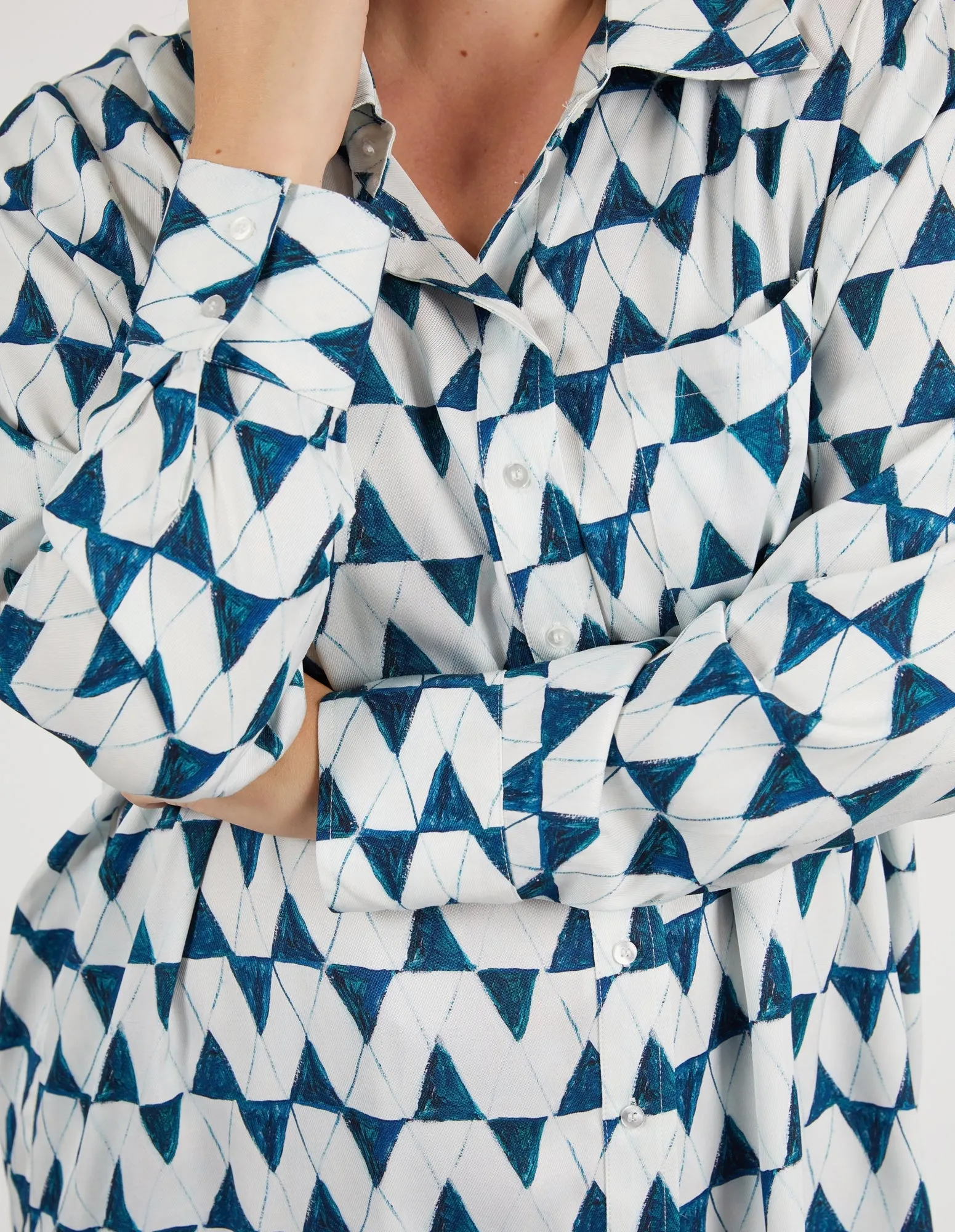 Janey Geo Shirt Navy Geo Print