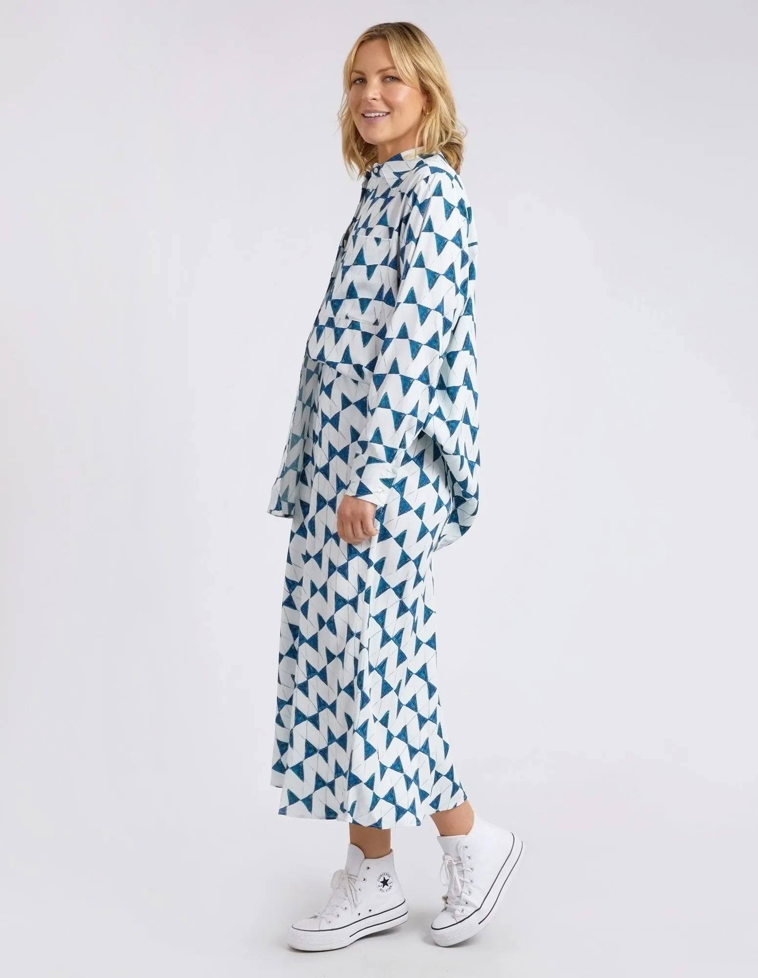Janey Geo Shirt Navy Geo Print