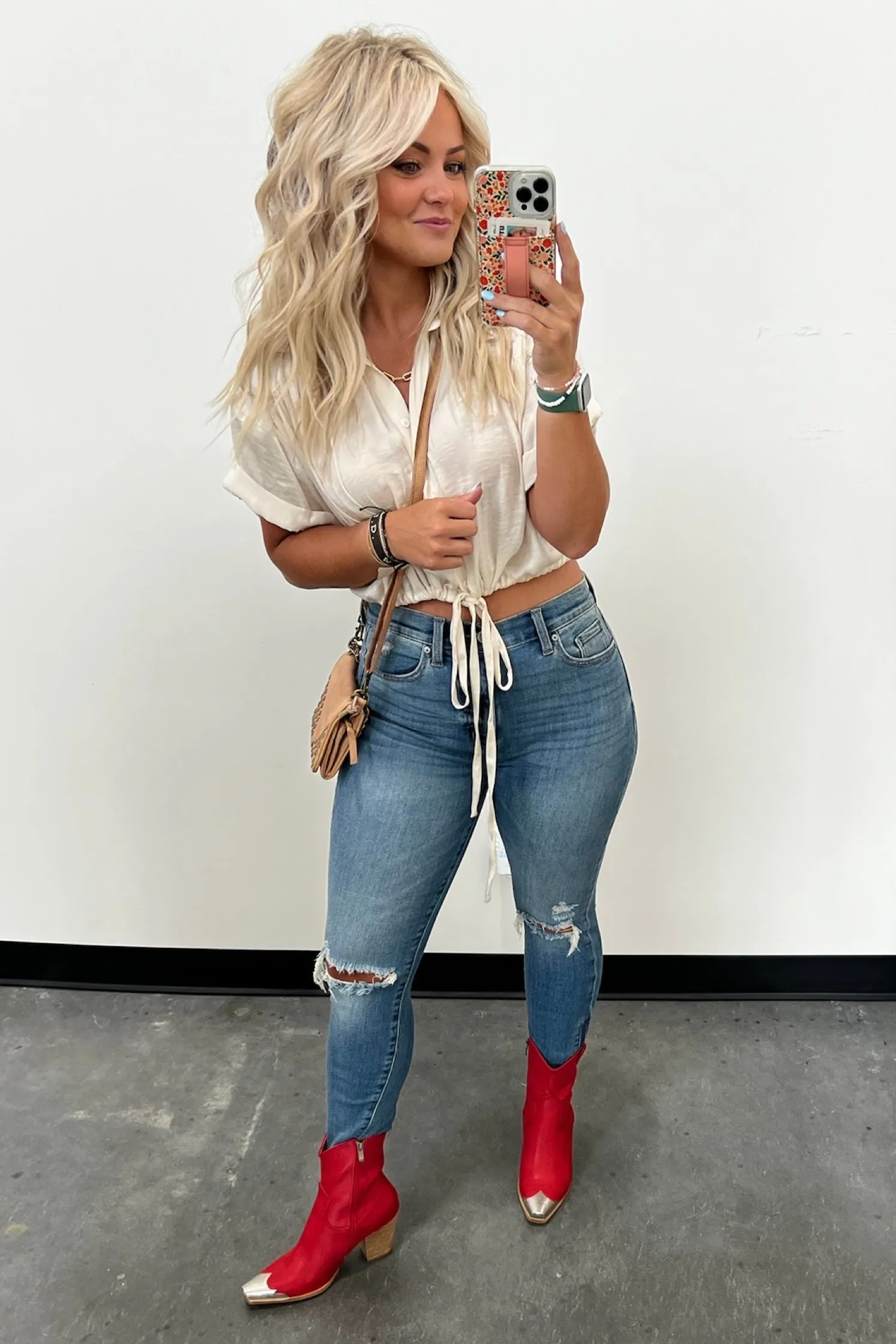 Jasper Crop Button Blouse - FINAL SALE