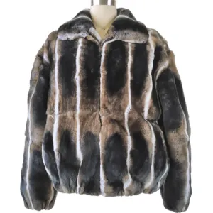 Kashani Brown Rex Chinchilla Fur Coat