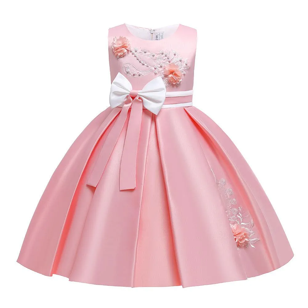 Kids Girls Bow Embroidered Pengpeng Skirt Children's Dress Wholesale Girls Dresses