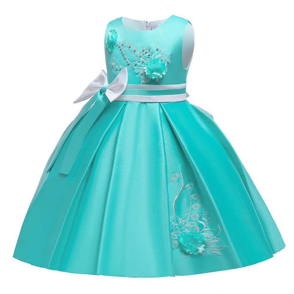 Kids Girls Bow Embroidered Pengpeng Skirt Children's Dress Wholesale Girls Dresses
