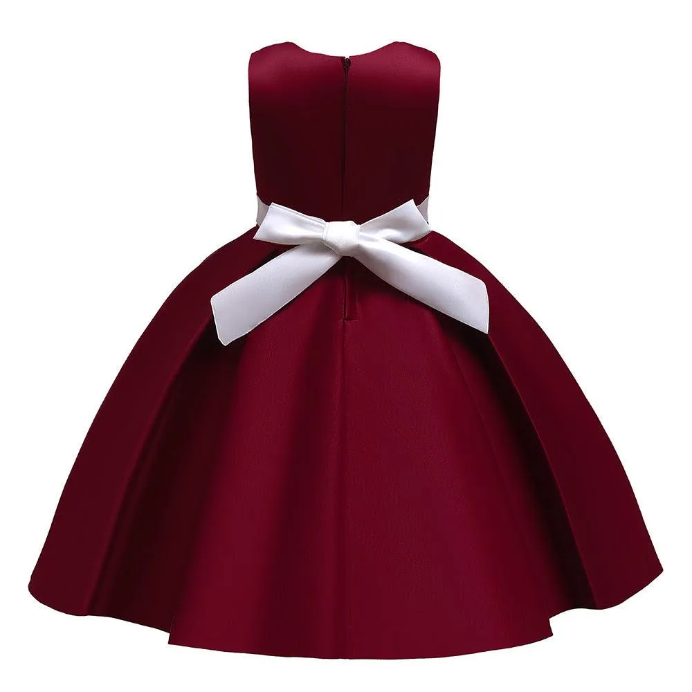 Kids Girls Bow Embroidered Pengpeng Skirt Children's Dress Wholesale Girls Dresses