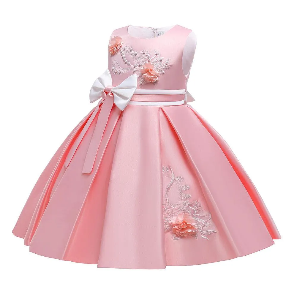 Kids Girls Bow Embroidered Pengpeng Skirt Children's Dress Wholesale Girls Dresses