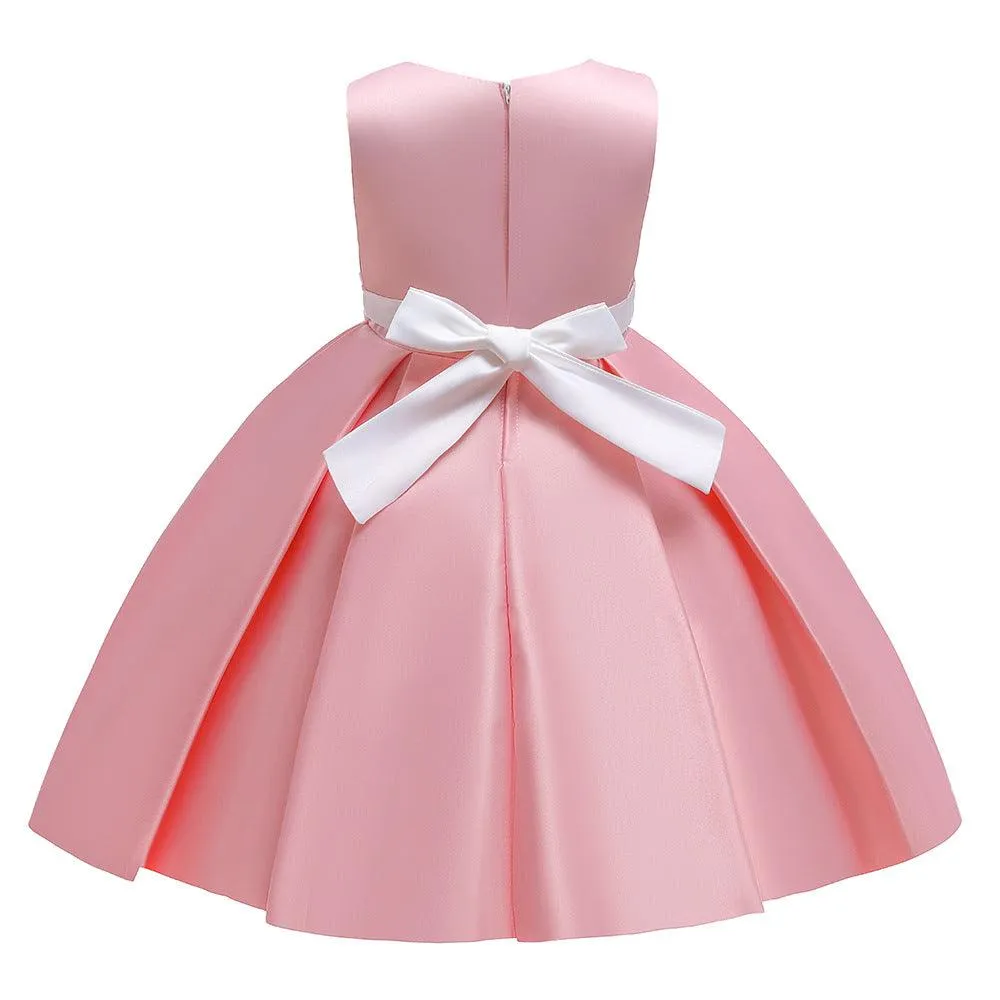 Kids Girls Bow Embroidered Pengpeng Skirt Children's Dress Wholesale Girls Dresses