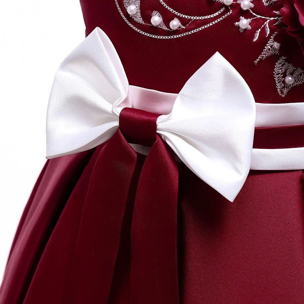 Kids Girls Bow Embroidered Pengpeng Skirt Children's Dress Wholesale Girls Dresses