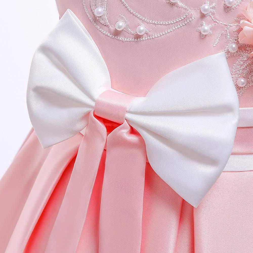 Kids Girls Bow Embroidered Pengpeng Skirt Children's Dress Wholesale Girls Dresses