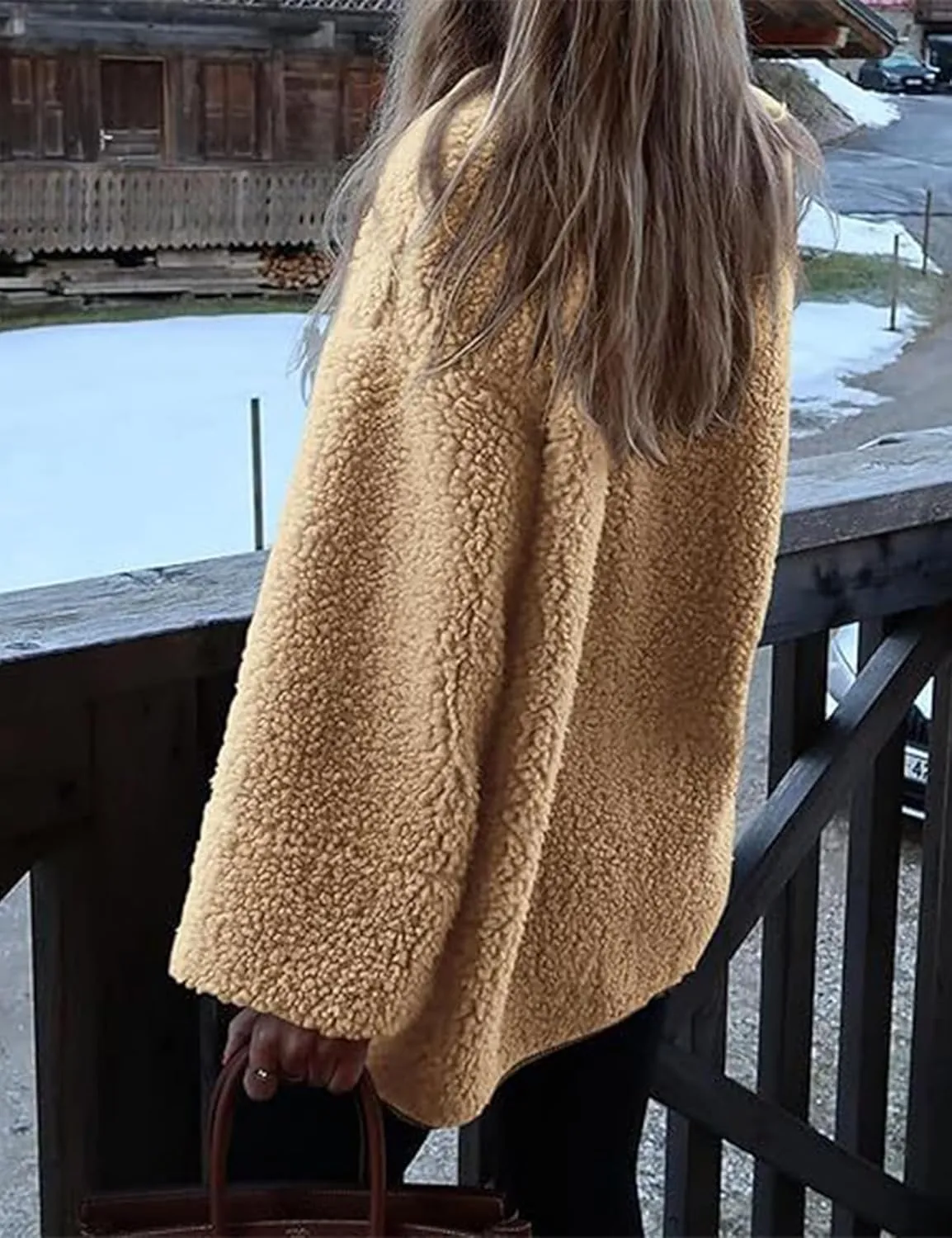 Kissonic Womens Fuzzy Sherpa Fleece Jackets Button Down Long Sleeve Corduroy Patchwork Outwear with Pockets