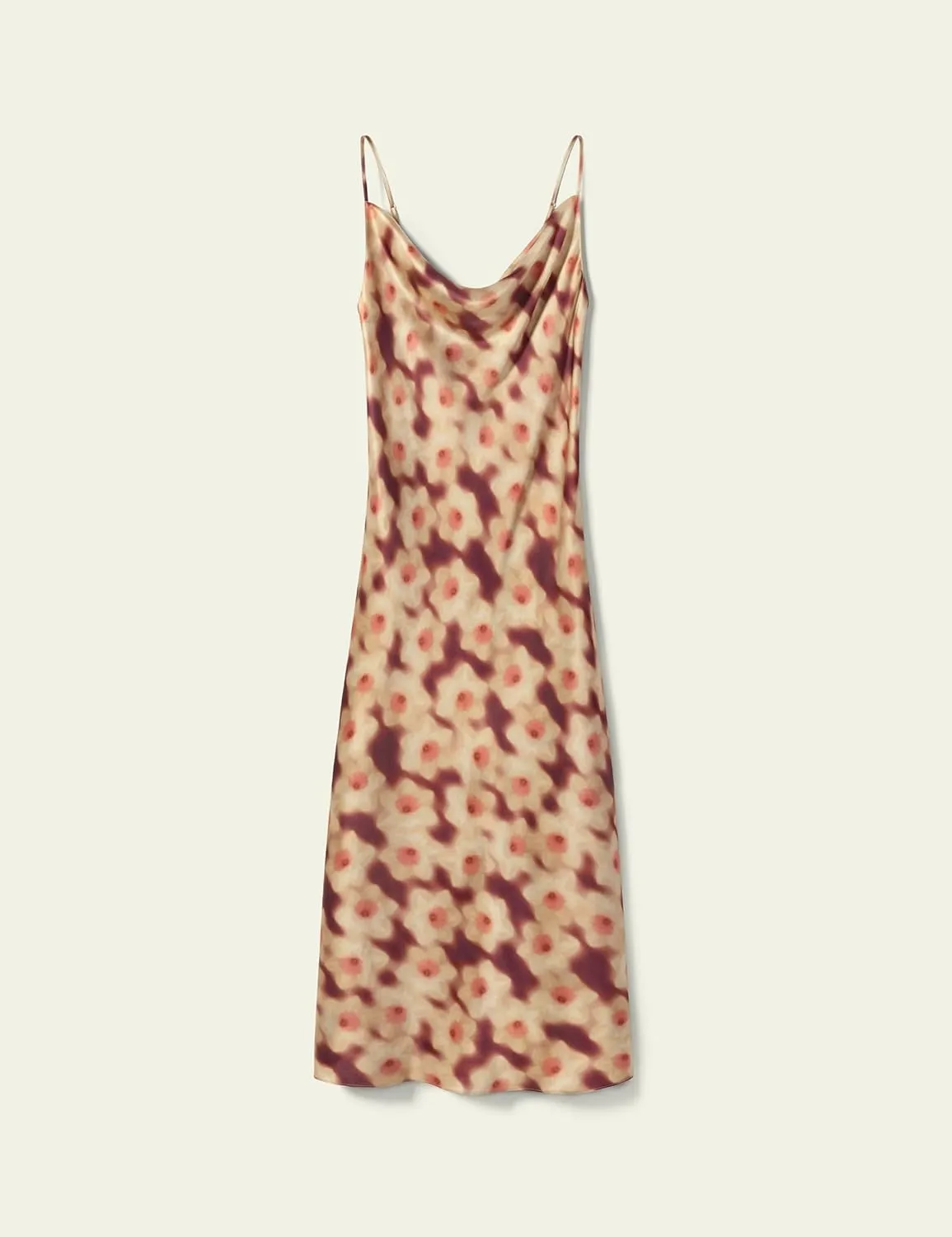 LilySilk Daffodil Print Silk Slip Dress Made with Liberty Fabric Floral Print Cowl Neck Ankle Length Sleeveless Holiday Dress