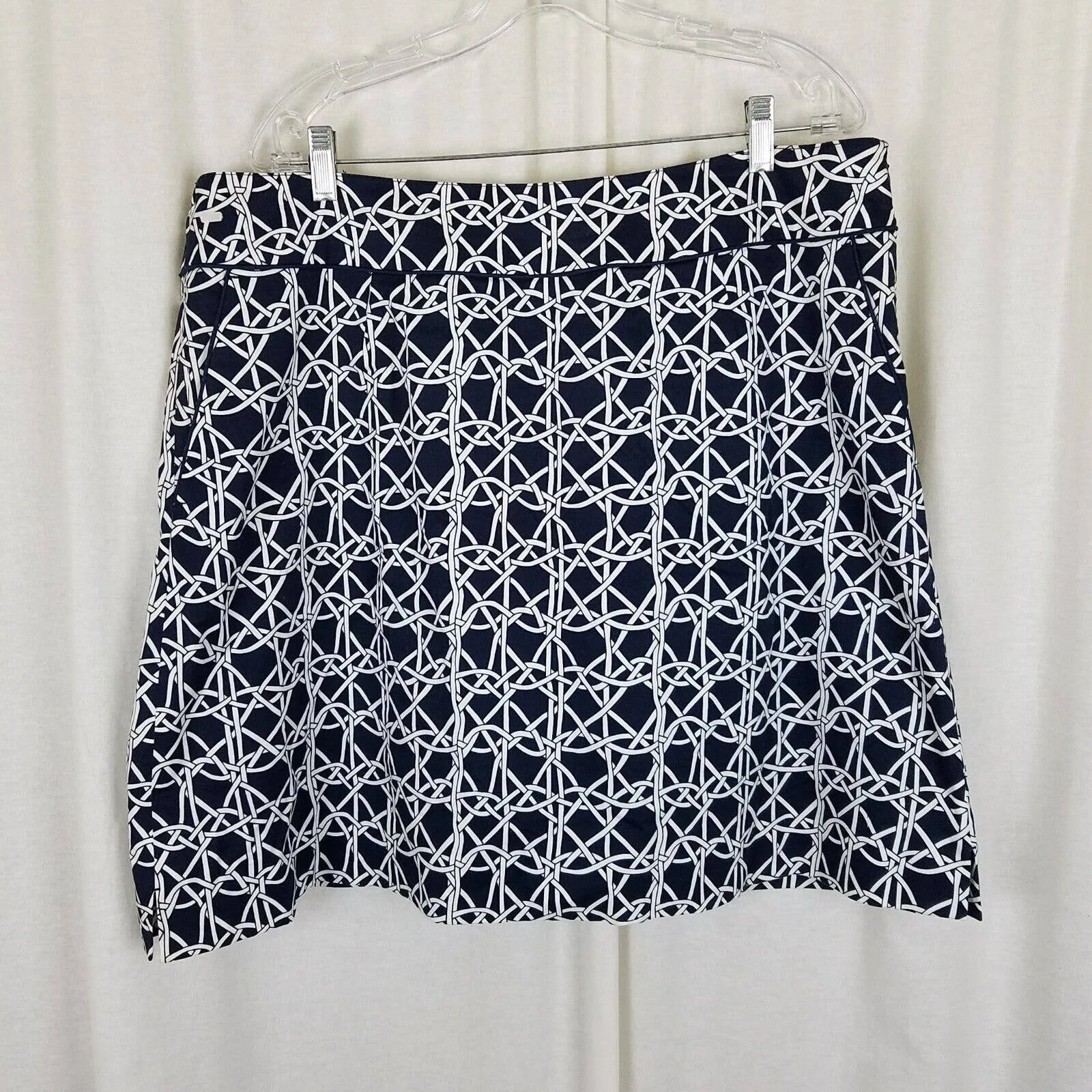 LizGolf Claiborne Cotton Stretch Woven Ribbon Grid Print Skort Skirt Womens 16W