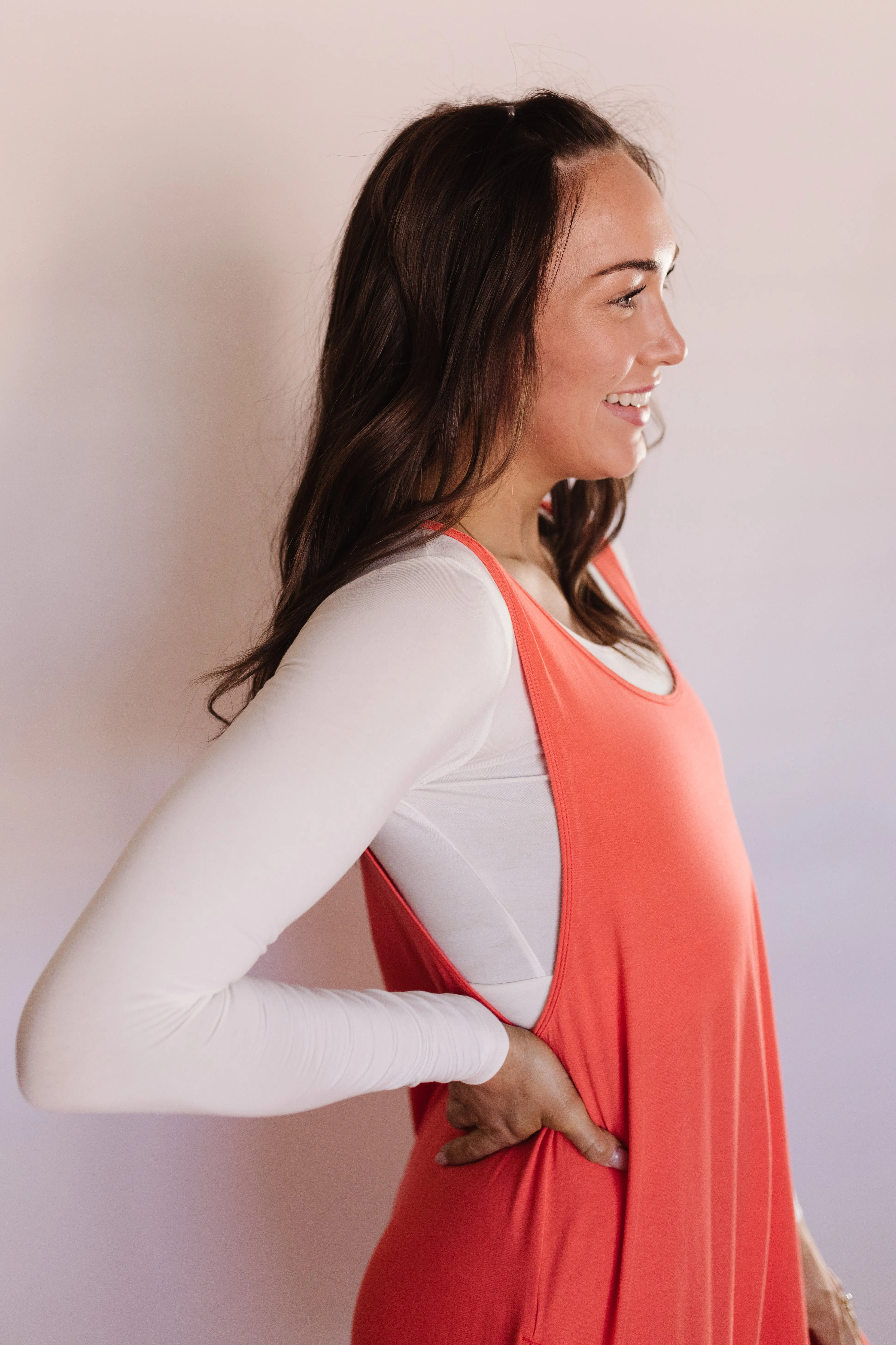 Long Sleeve Layering Top in White
