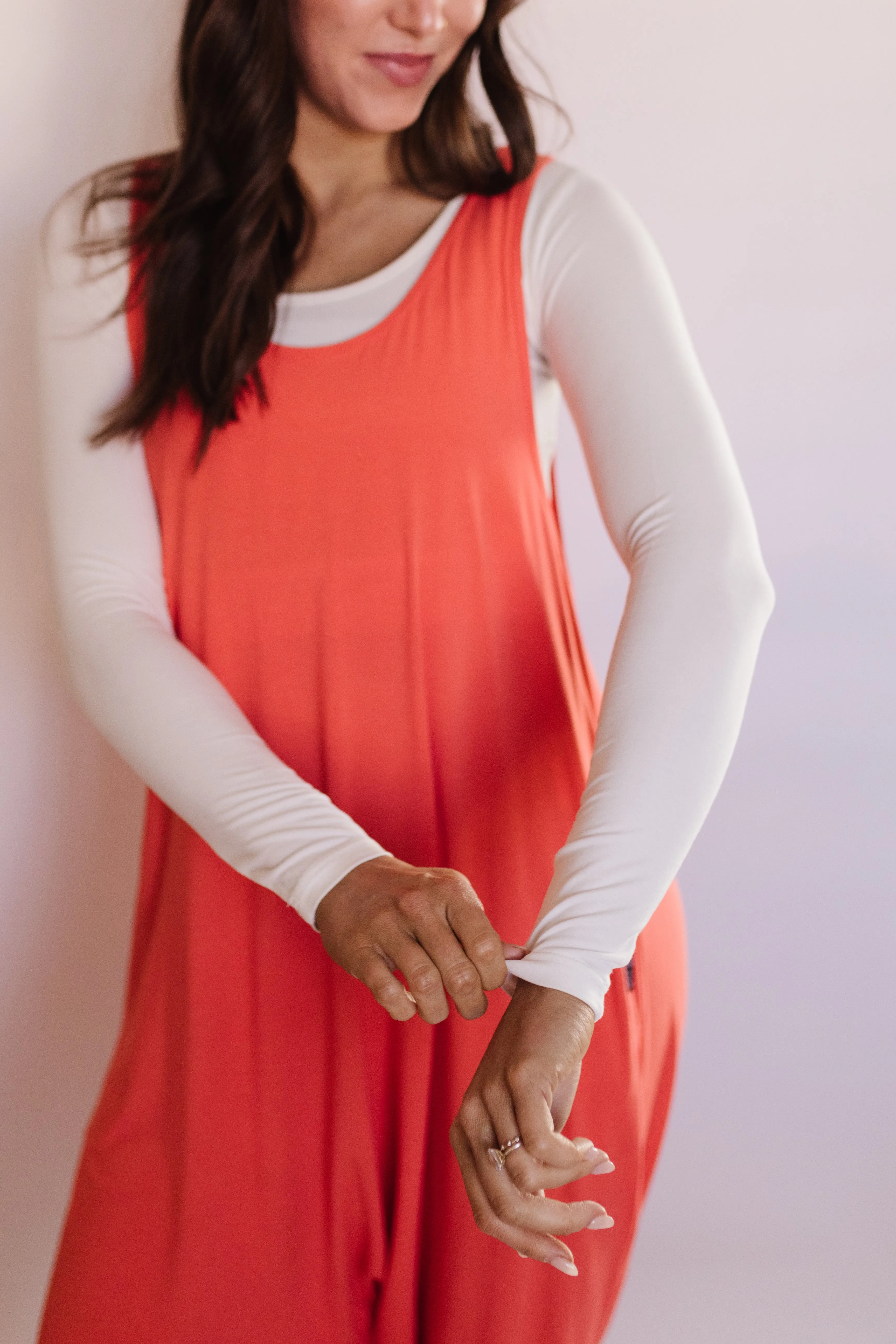 Long Sleeve Layering Top in White