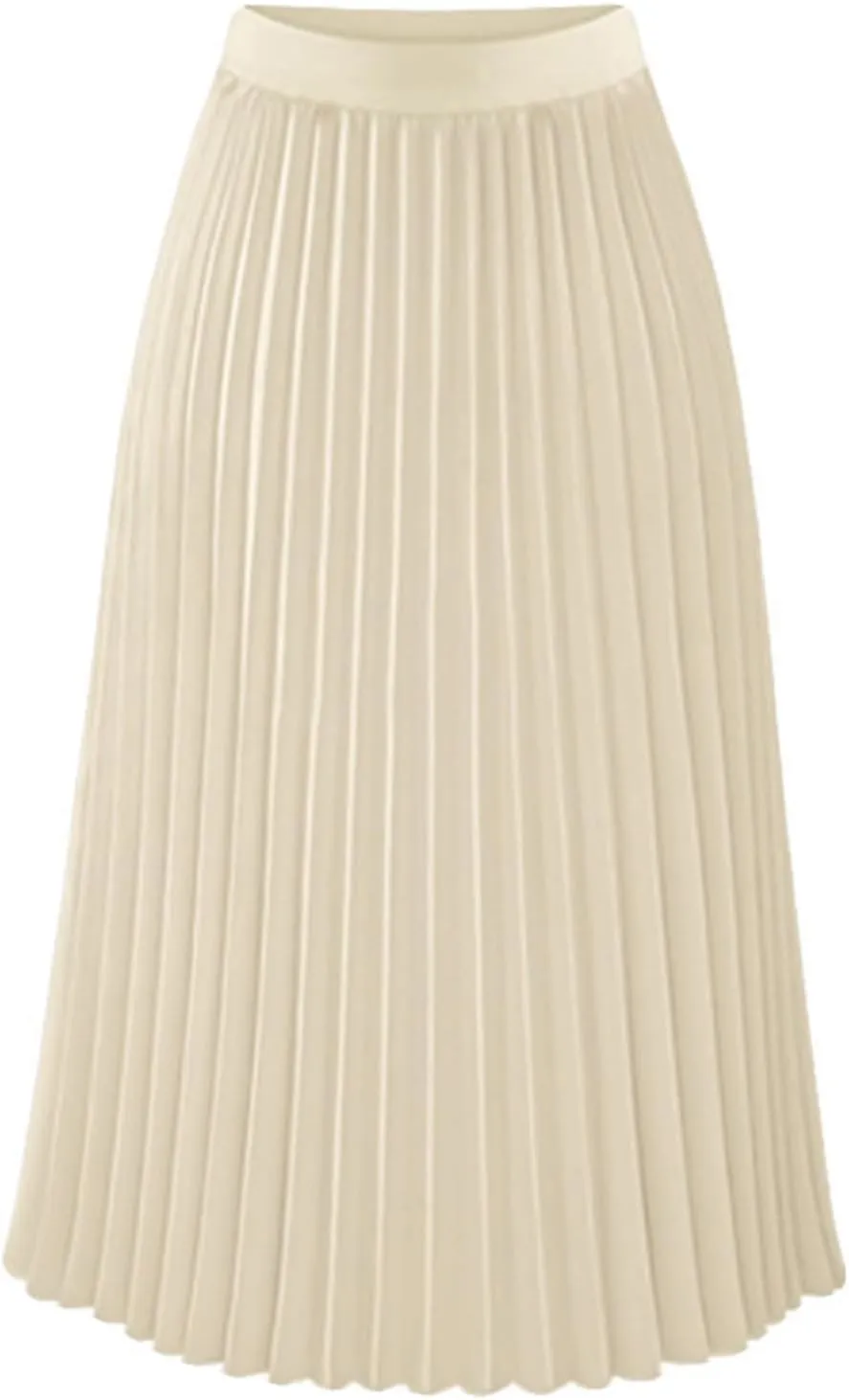 Maxi Skirts for Women Summer Casual Elastic High Waisted Pleated Skirt Flowy Solid Color Chiffon Swing A Line Skirt