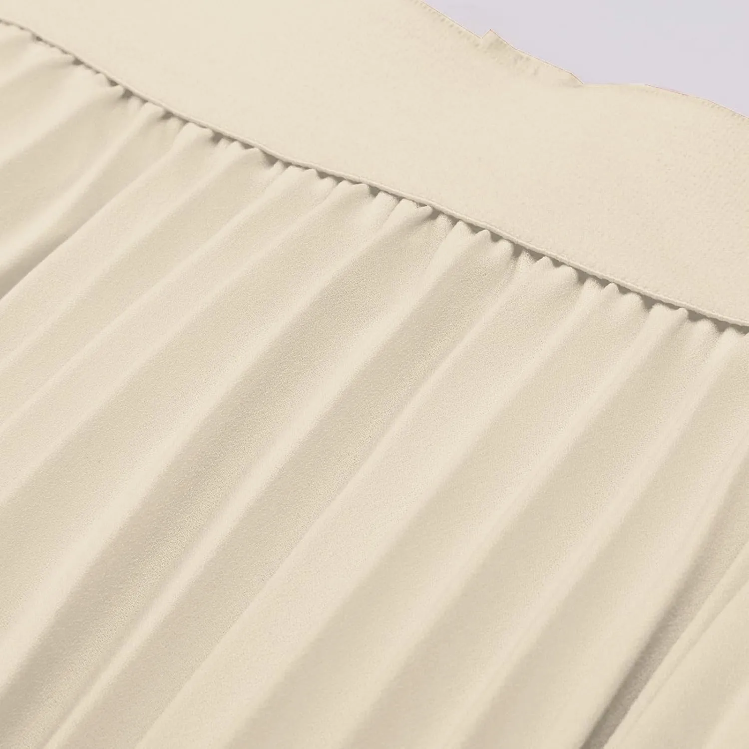 Maxi Skirts for Women Summer Casual Elastic High Waisted Pleated Skirt Flowy Solid Color Chiffon Swing A Line Skirt