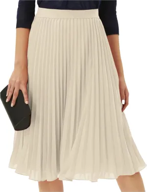Maxi Skirts for Women Summer Casual Elastic High Waisted Pleated Skirt Flowy Solid Color Chiffon Swing A Line Skirt