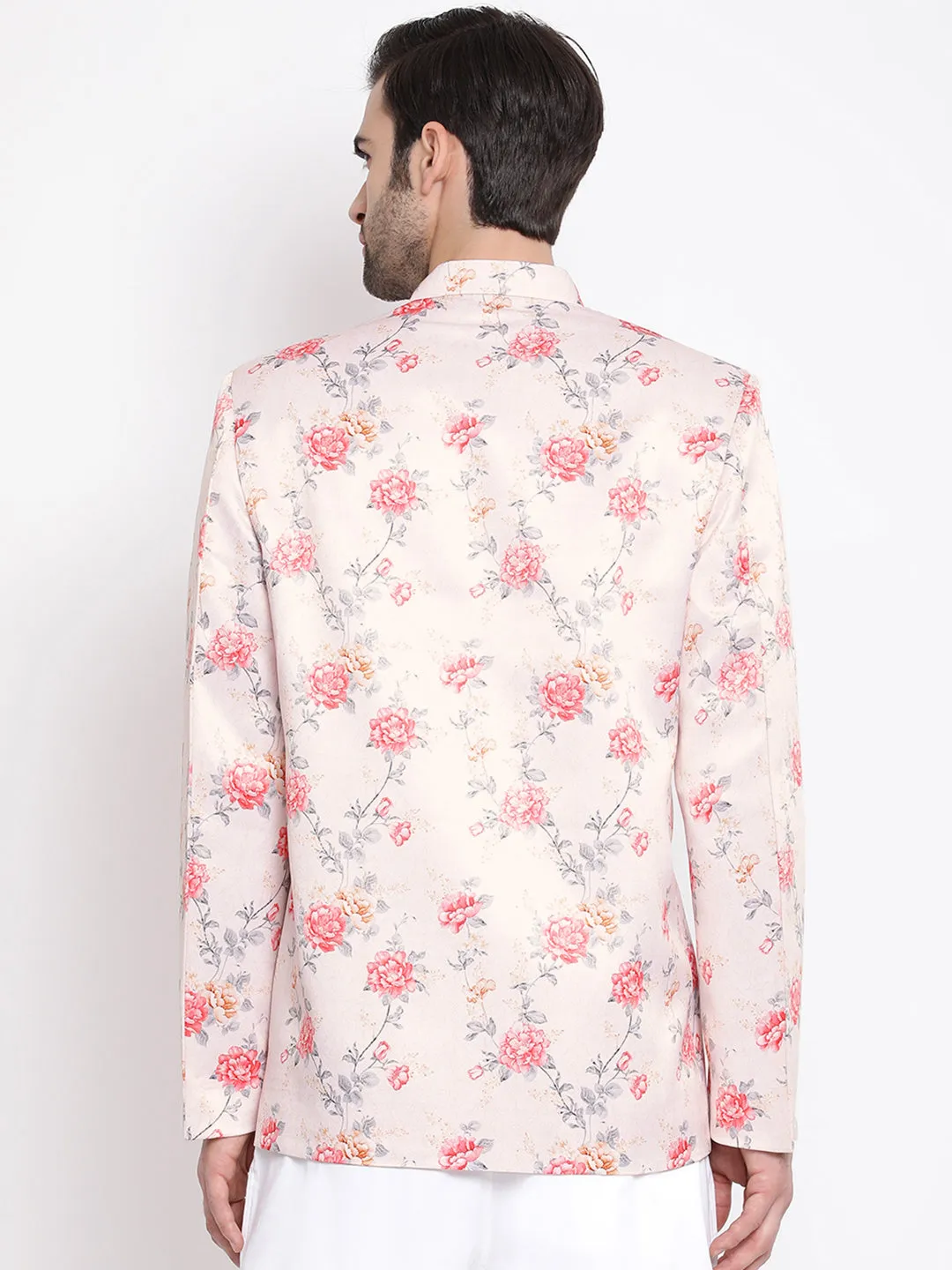 Men's Peach Silk Blend Jodhpuri - Vastramay
