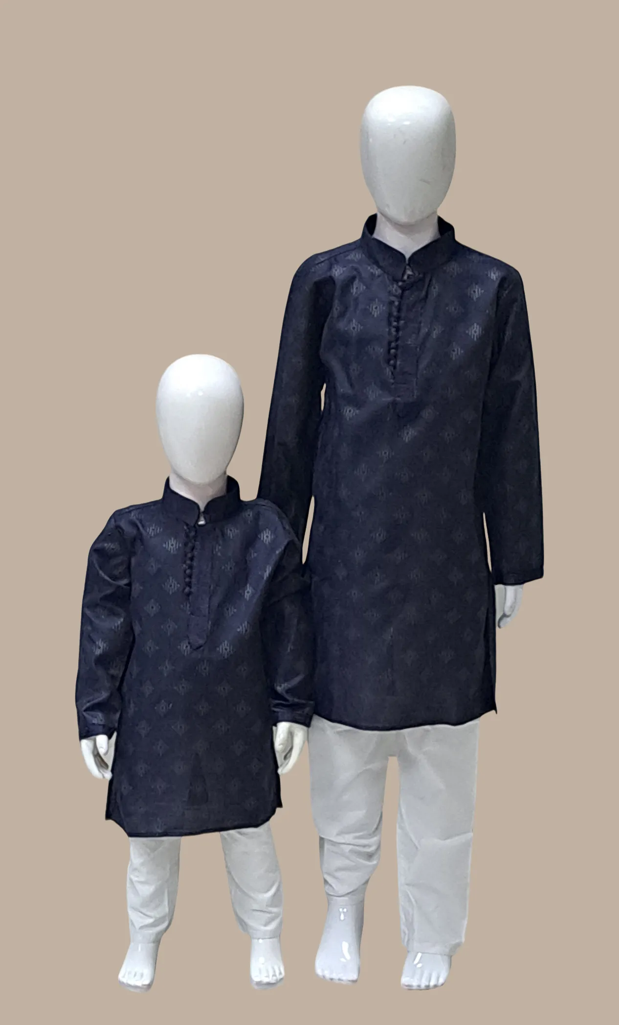 Navy Printed Father & Son Kurta Set