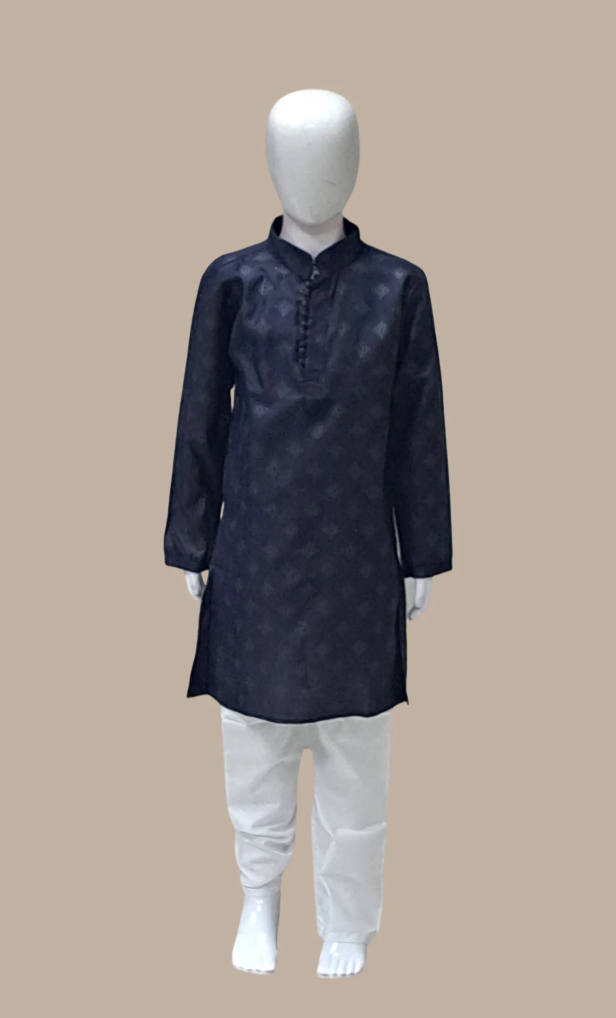 Navy Printed Father & Son Kurta Set