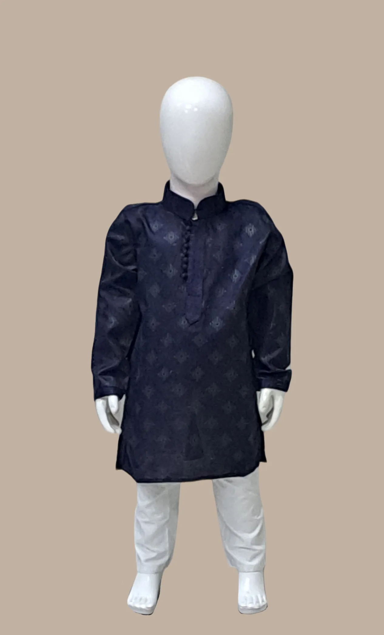 Navy Printed Father & Son Kurta Set