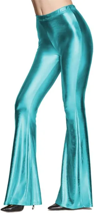 ODIZLI Womens Metallic Leather Slim Fit Bootcut Flared Palazzo Pant Bell-Bottom Trousers