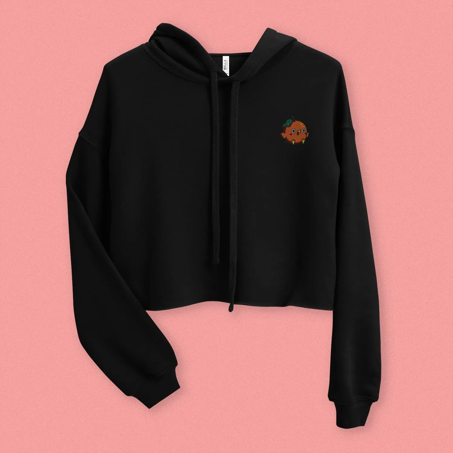 Orange Chicken Embroidered Crop Hoodie