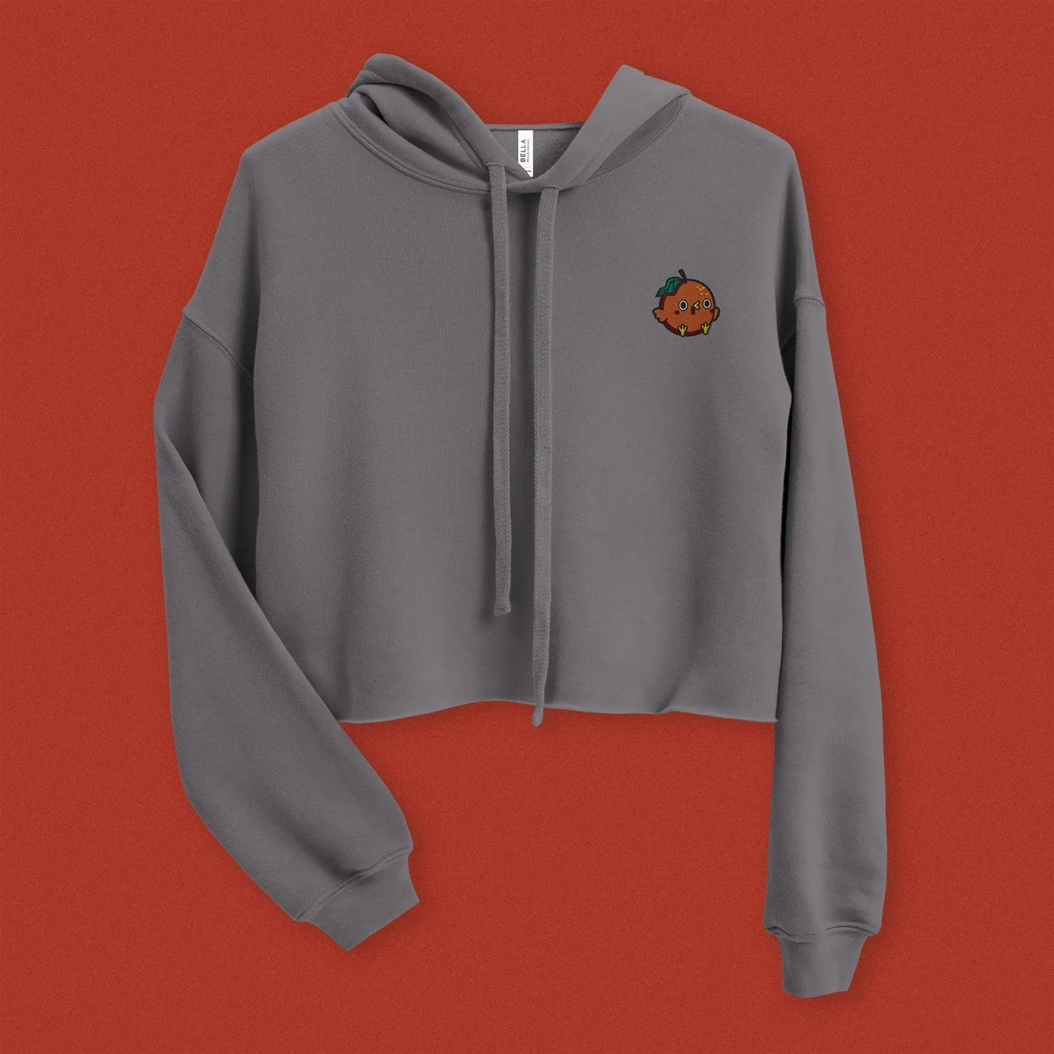 Orange Chicken Embroidered Crop Hoodie
