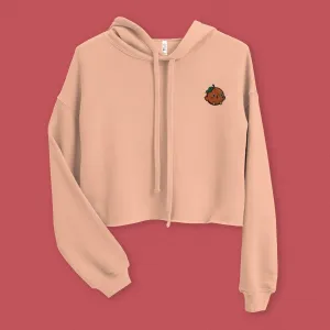 Orange Chicken Embroidered Crop Hoodie