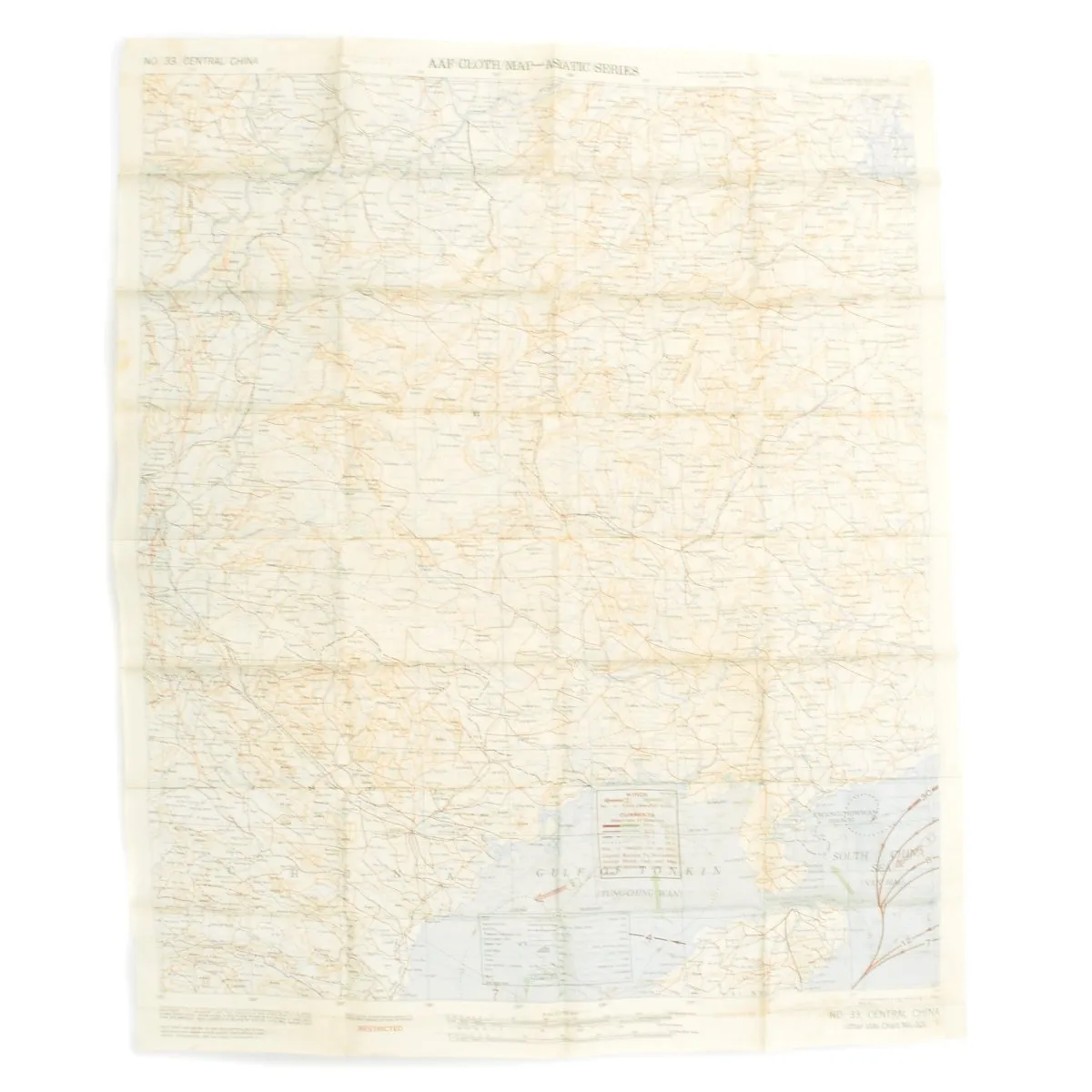 Original U.S. WWII USAAF China Burma India Blood Chit & Asiatic Series Map Survival Set
