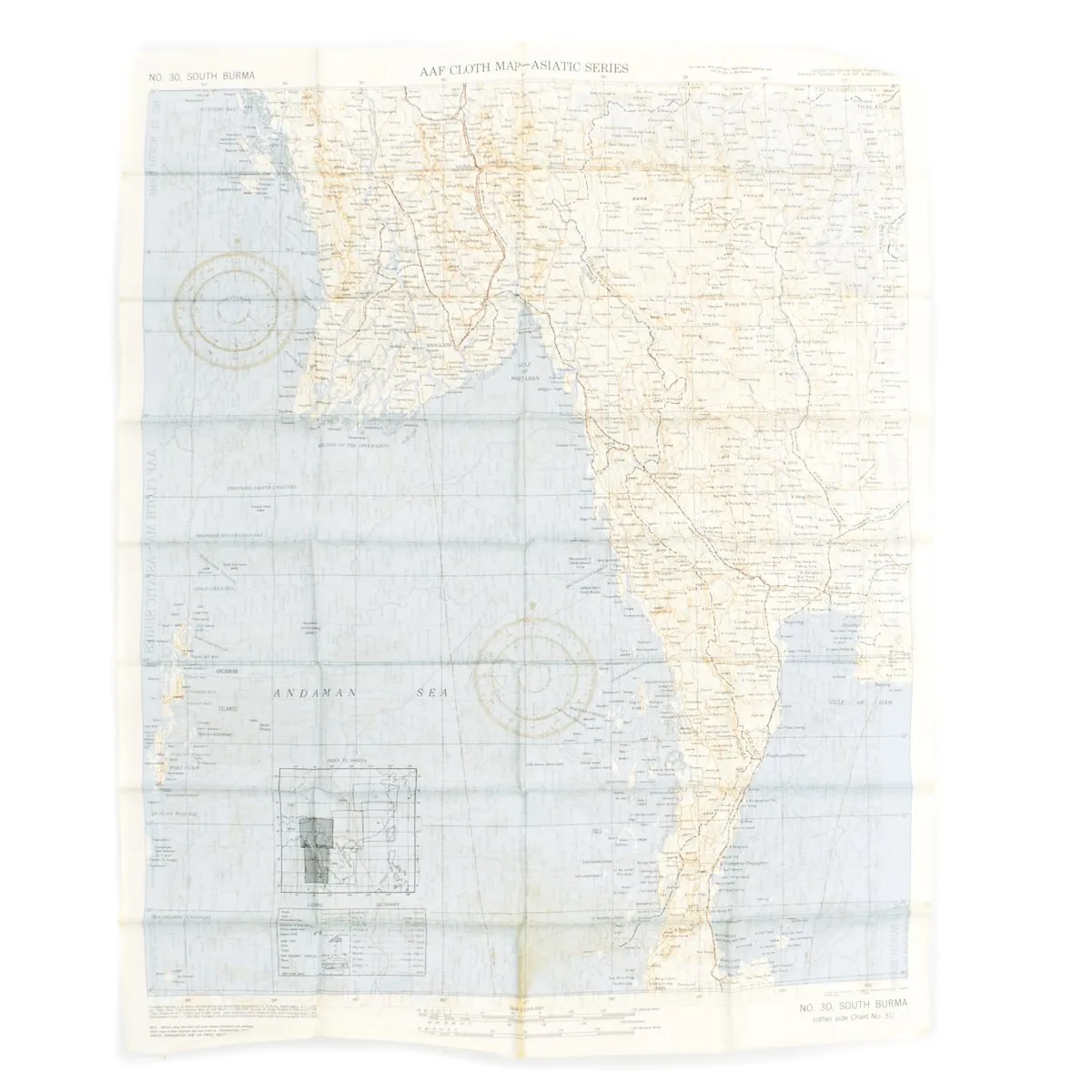 Original U.S. WWII USAAF China Burma India Blood Chit & Asiatic Series Map Survival Set