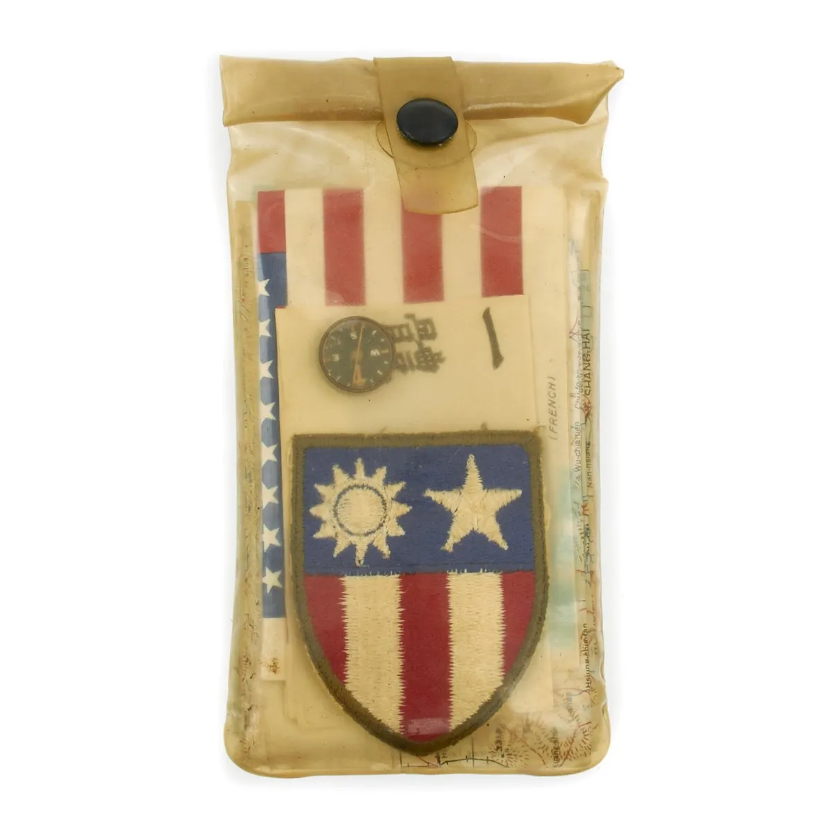 Original U.S. WWII USAAF China Burma India Blood Chit & Asiatic Series Map Survival Set