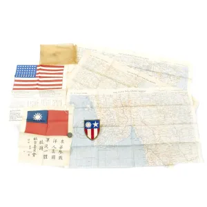 Original U.S. WWII USAAF China Burma India Blood Chit & Asiatic Series Map Survival Set