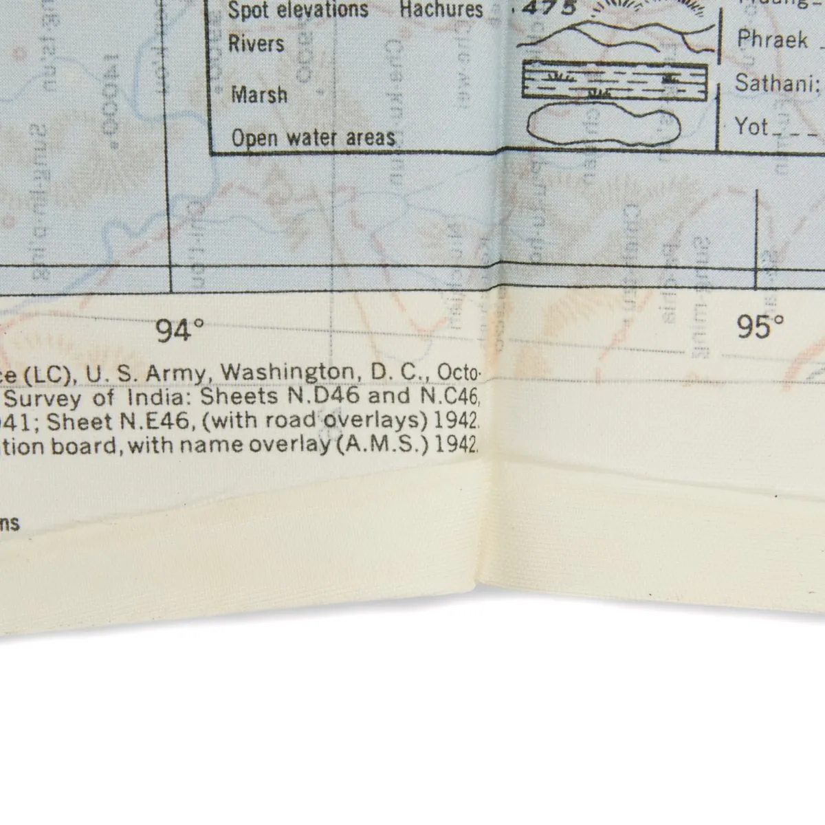 Original U.S. WWII USAAF China Burma India Blood Chit & Asiatic Series Map Survival Set