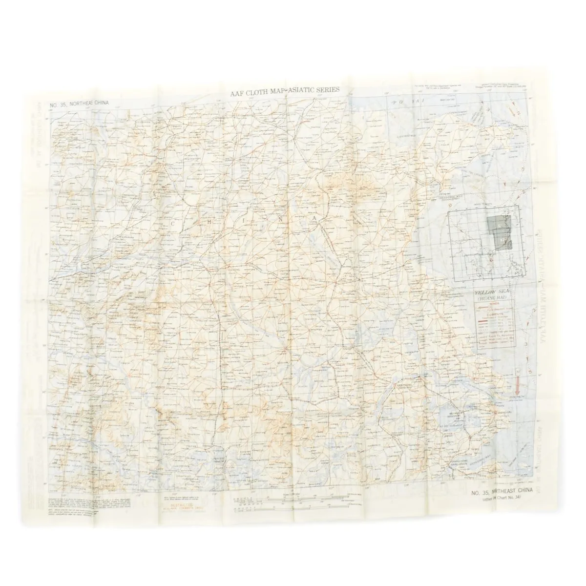 Original U.S. WWII USAAF China Burma India Blood Chit & Asiatic Series Map Survival Set