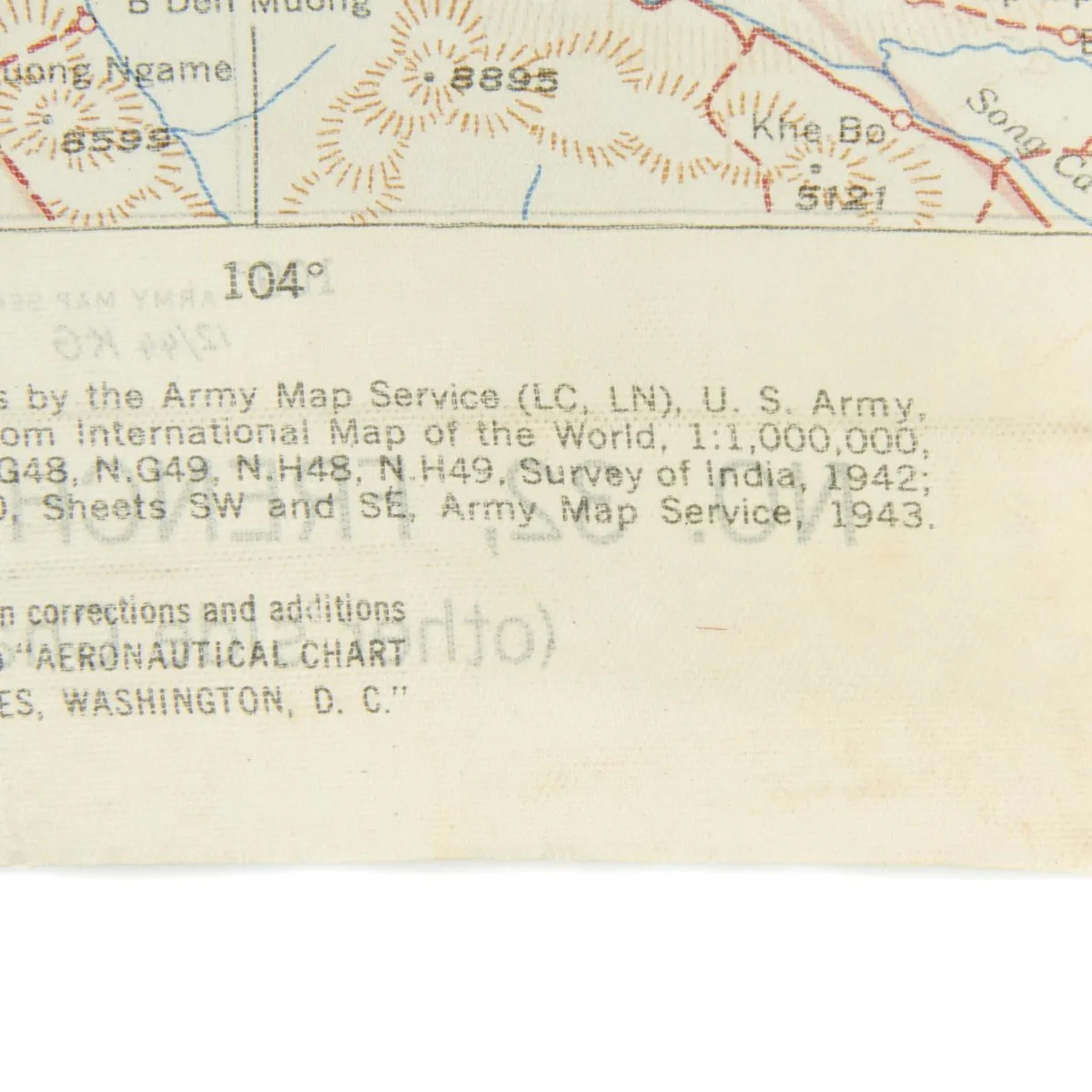 Original U.S. WWII USAAF China Burma India Blood Chit & Asiatic Series Map Survival Set