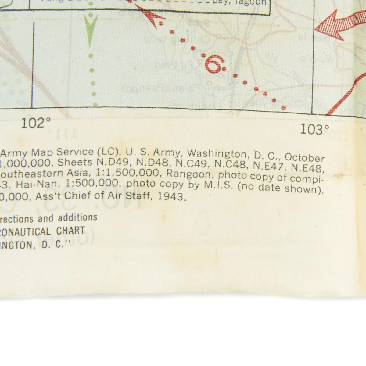 Original U.S. WWII USAAF China Burma India Blood Chit & Asiatic Series Map Survival Set