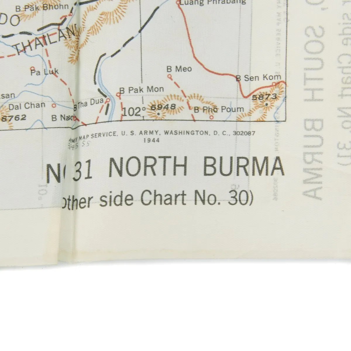Original U.S. WWII USAAF China Burma India Blood Chit & Asiatic Series Map Survival Set
