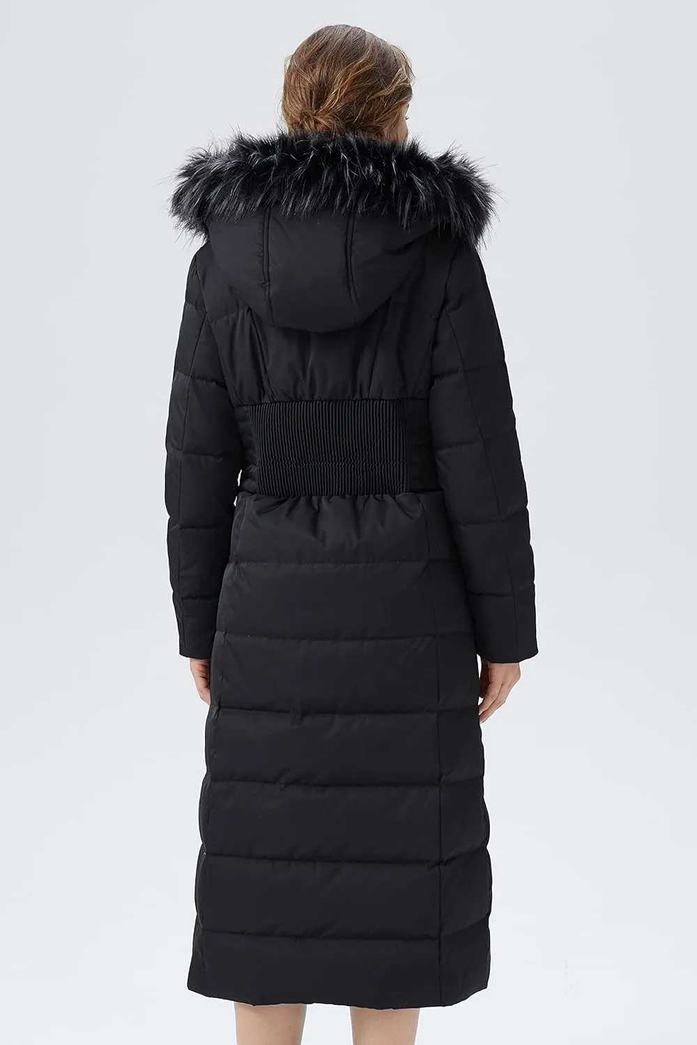 Orolay Women Warm Down Jacket with Hood Fur Long Puffer Coat