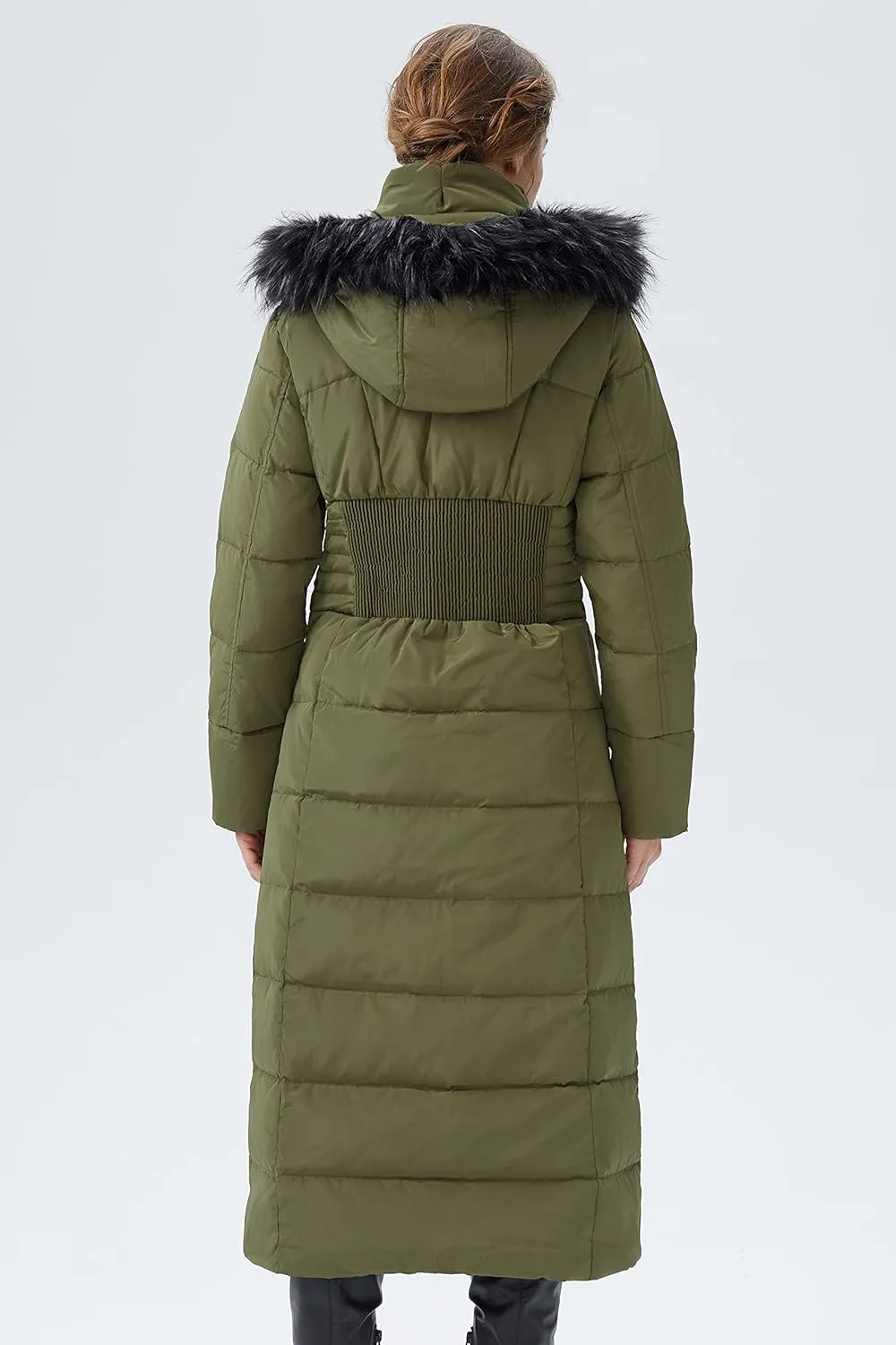 Orolay Women Warm Down Jacket with Hood Fur Long Puffer Coat