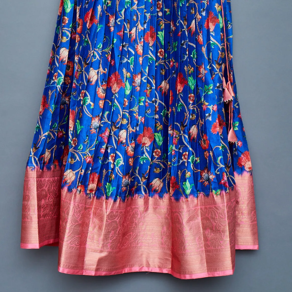 Peach and Blue Crop Top Lehanga