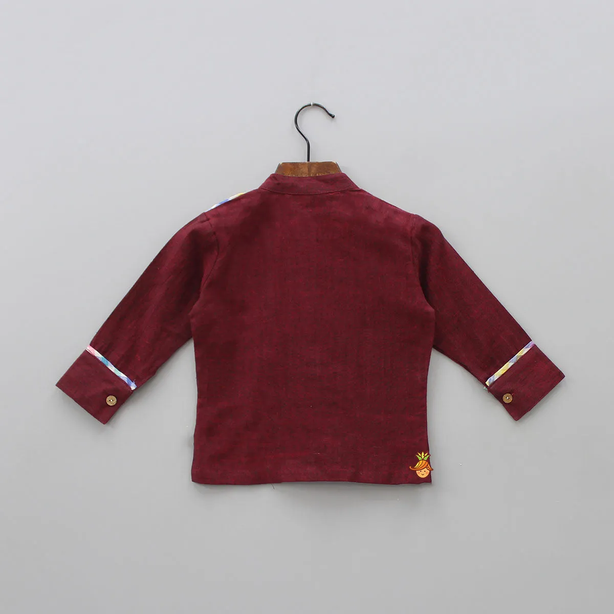 Pre Order: Maroon Heart Patch Detailed Shirt
