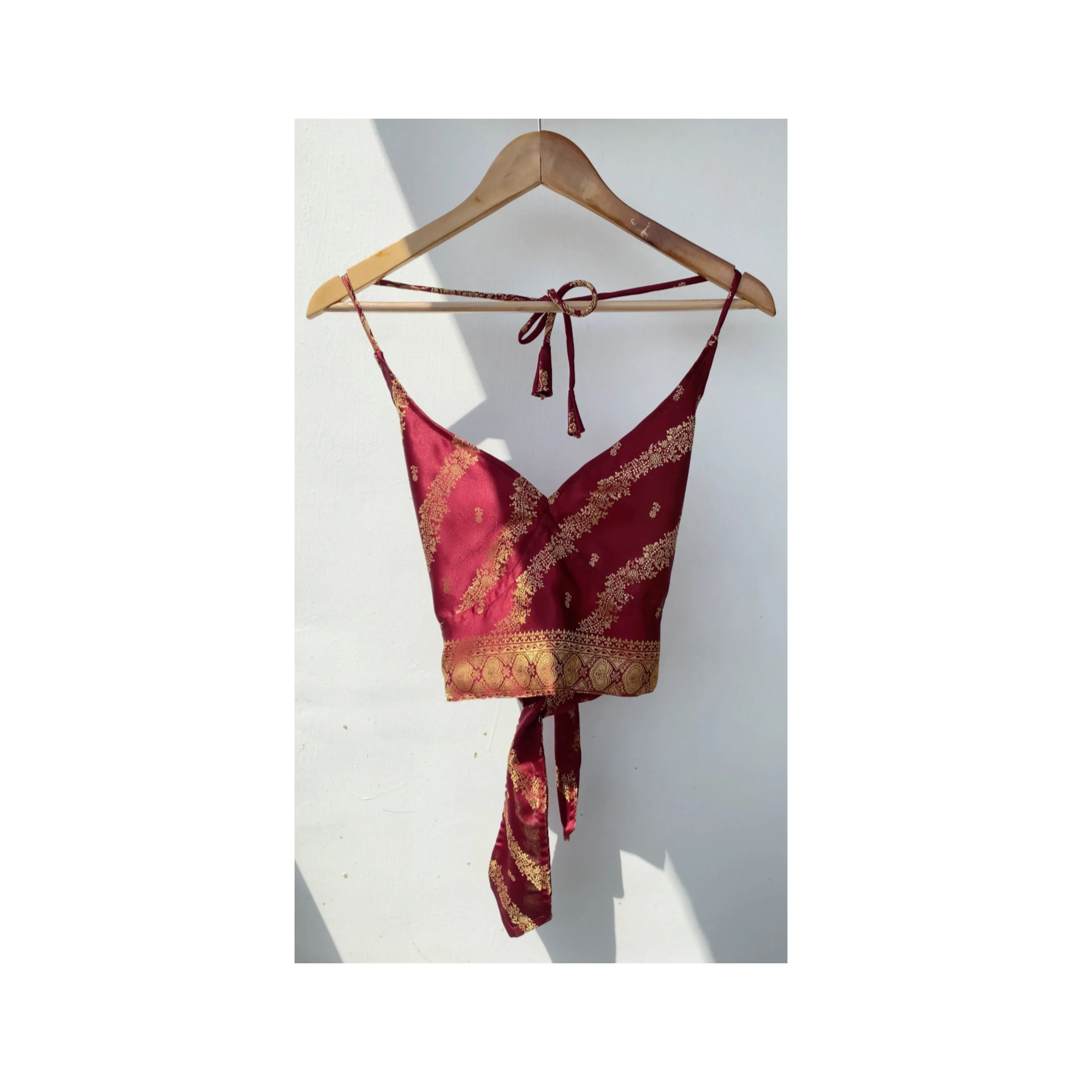 Red golden weaved with border