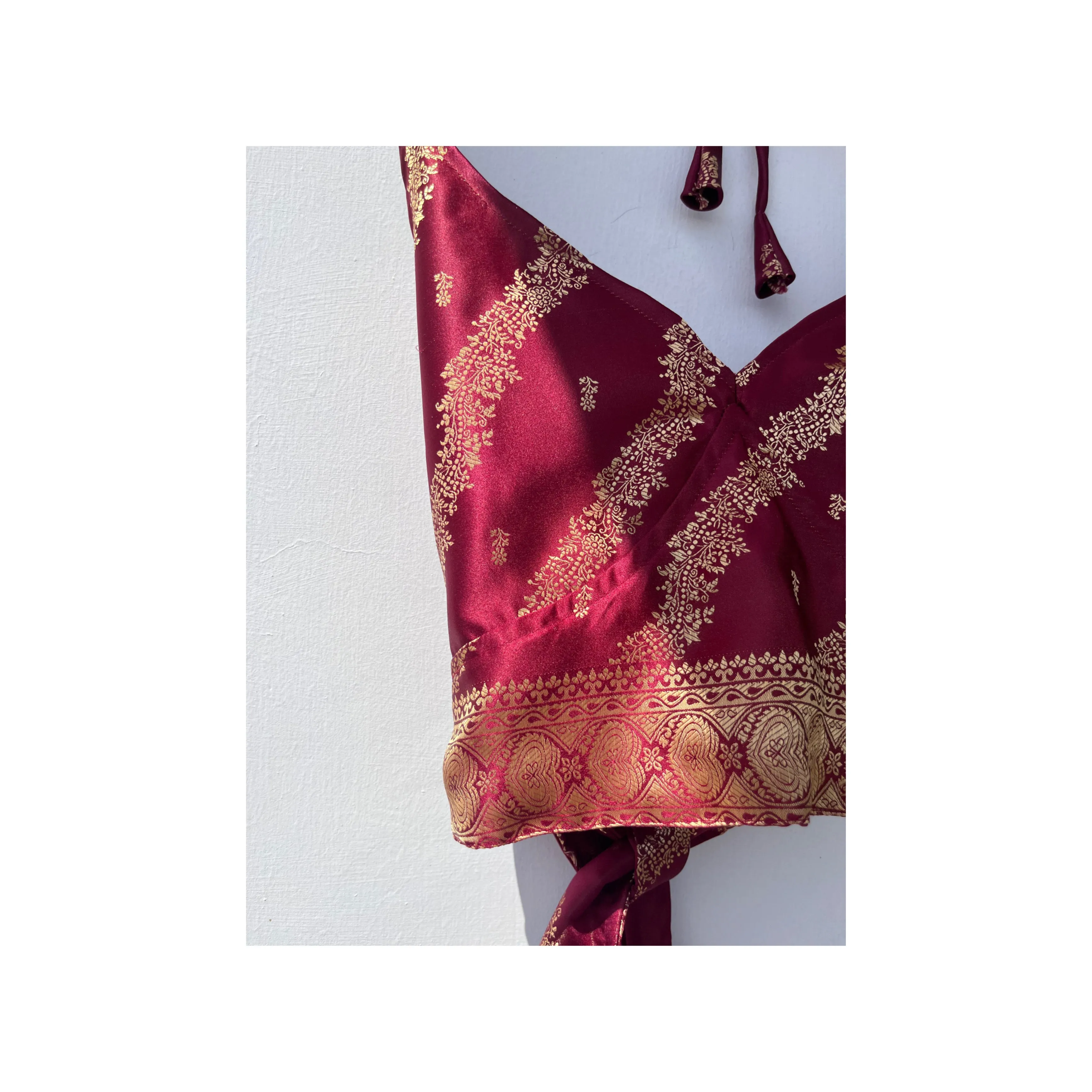Red golden weaved with border